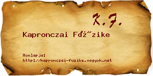 Kapronczai Füzike névjegykártya