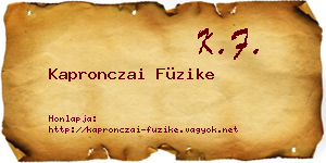 Kapronczai Füzike névjegykártya